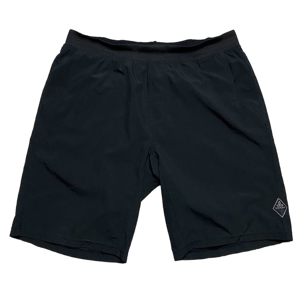 Prana Breathe Black Large Mens Drawstring Stretch Swim Hiking Shorts 10”